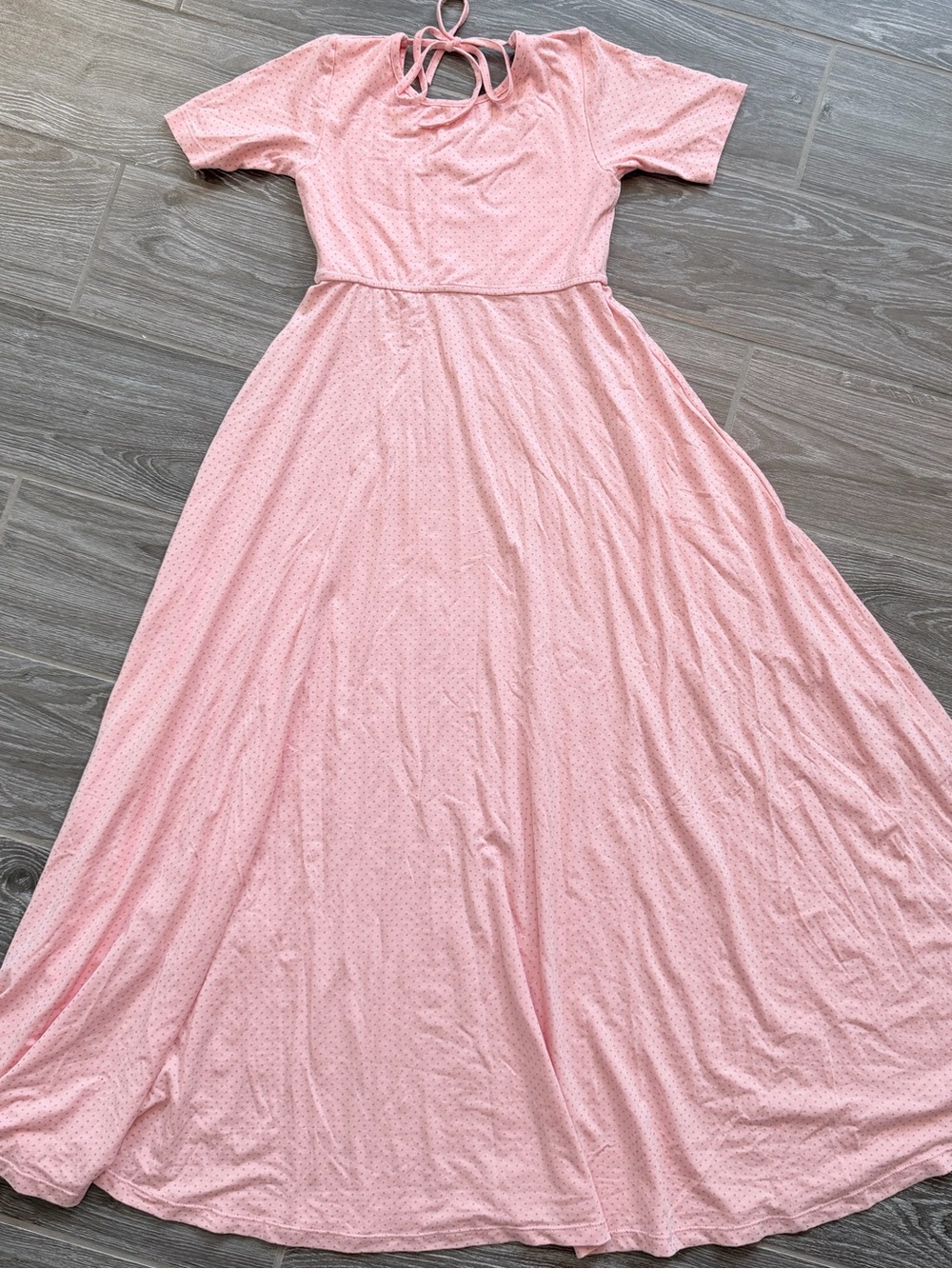 Girls Omi Jo/Well dressed wolf  Pink dot Short-Sleeve Maxi twirl Dress size 8